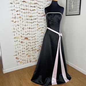 Jessica McClintock Gunne Sax Formal Dress Gown Black Pink Size 9 Strapless